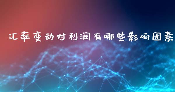 汇率变动对利润有哪些影响因素_https://wap.fansifence.com_今日财经_第1张