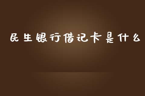 民生银行借记卡是什么_https://wap.fansifence.com_今日财经_第1张