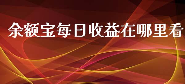 余额宝每日收益在哪里看_https://wap.fansifence.com_投资理财_第1张