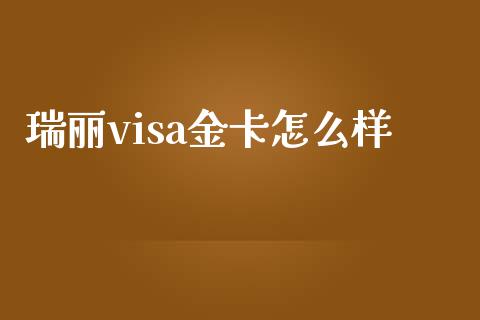 瑞丽visa金卡怎么样_https://wap.fansifence.com_投资理财_第1张