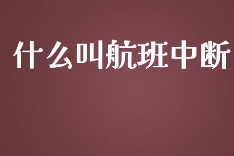 什么叫航班中断_https://wap.fansifence.com_投资理财_第1张