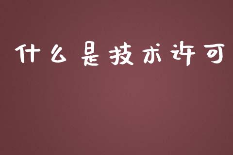 什么是技术许可_https://wap.fansifence.com_今日财经_第1张