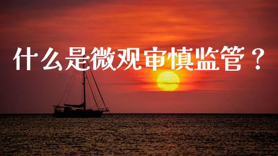 什么是微观审慎监管？_https://wap.fansifence.com_投资理财_第1张