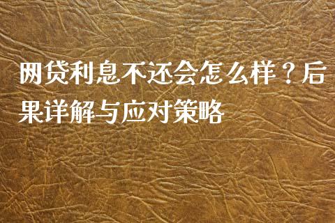 网贷利息不还会怎么样？后果详解与应对策略_https://wap.fansifence.com_今日财经_第1张