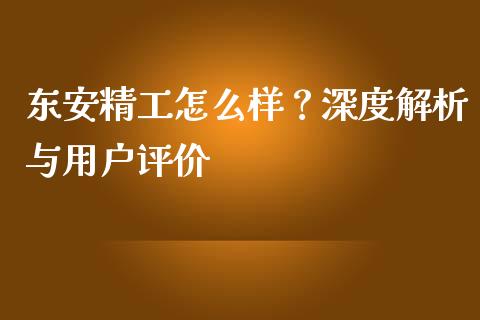 东安精工怎么样？深度解析与用户评价_https://wap.fansifence.com_投资理财_第1张