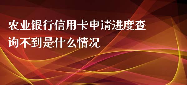 农业银行信用卡申请进度查询不到是什么情况_https://wap.fansifence.com_外汇交易_第1张