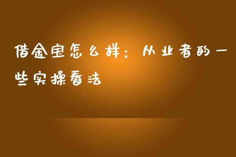 借金宝怎么样：从业者的一些实操看法_https://wap.fansifence.com_外汇交易_第1张