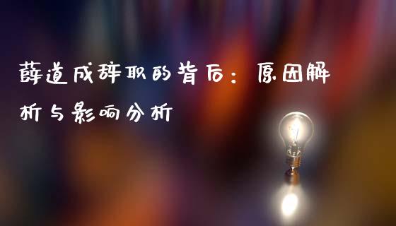 薛道成辞职的背后：原因解析与影响分析_https://wap.fansifence.com_今日财经_第1张