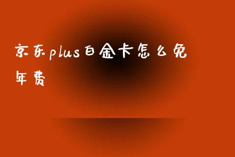 京东plus白金卡怎么免年费_https://wap.fansifence.com_今日财经_第1张