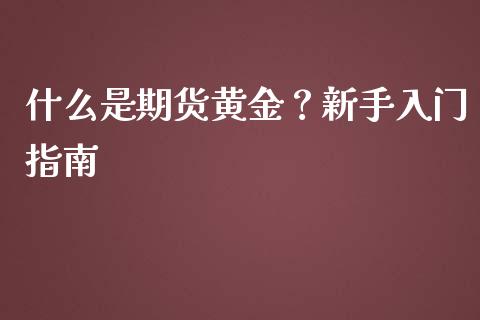 什么是期货黄金？新手入门指南_https://wap.fansifence.com_债券投资_第1张