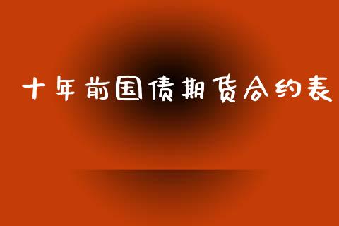 十年前国债期货合约表_https://wap.fansifence.com_债券投资_第1张