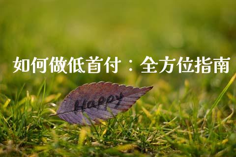 如何做低首付：全方位指南_https://wap.fansifence.com_投资理财_第1张