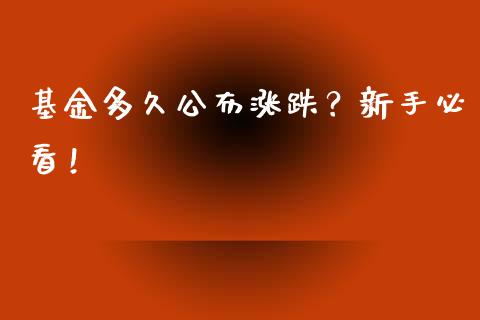 基金多久公布涨跌？新手必看！_https://wap.fansifence.com_外汇交易_第1张