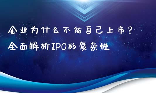企业为什么不能自己上市？全面解析IPO的复杂性_https://wap.fansifence.com_外汇交易_第1张