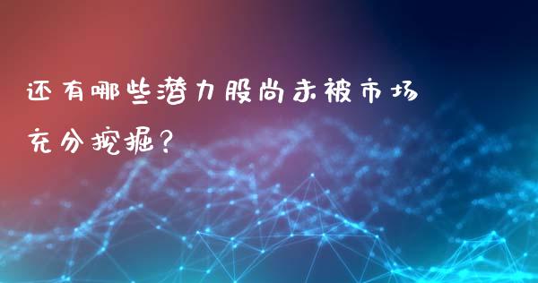 还有哪些潜力股尚未被市场充分挖掘？_https://wap.fansifence.com_外汇交易_第1张