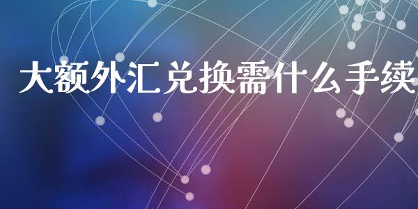大额外汇兑换需什么手续_https://wap.fansifence.com_今日财经_第1张