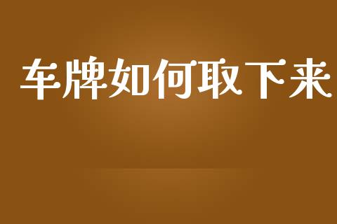 车牌如何取下来_https://wap.fansifence.com_今日财经_第1张