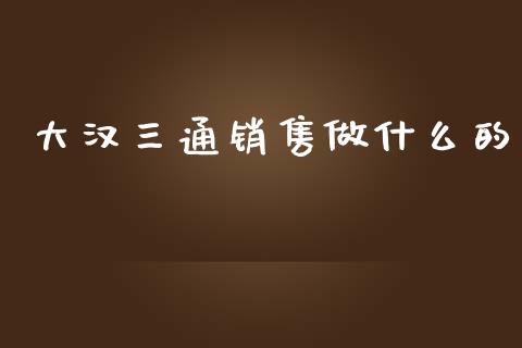 大汉三通销售做什么的_https://wap.fansifence.com_外汇交易_第1张