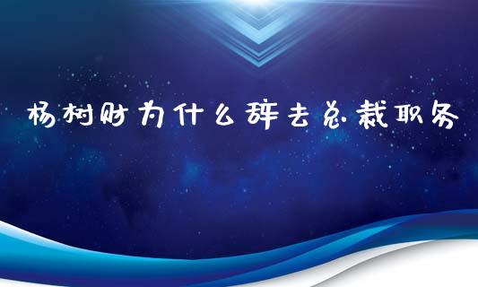 杨树财为什么辞去总裁职务_https://wap.fansifence.com_债券投资_第1张